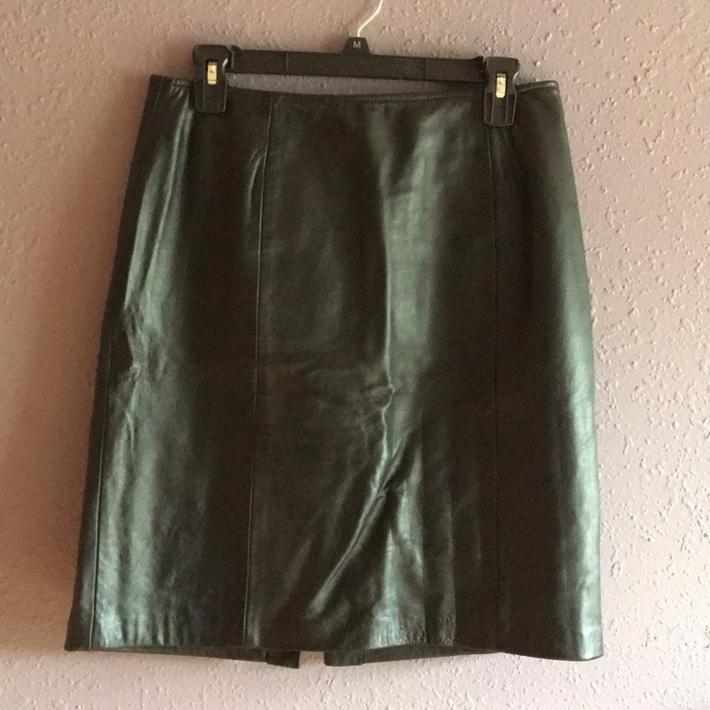 Croft & Barrow Black Leather Skirt Sz 8